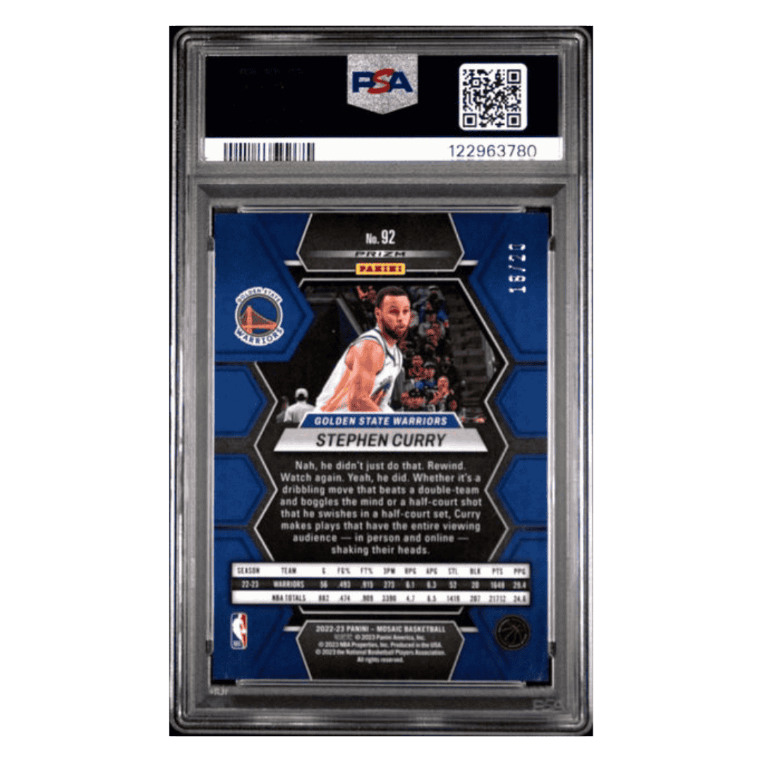 Steph Curry PSA 9 2022 Panini Mosaic Pink Swirl FOTL #d/ 20 Card #92