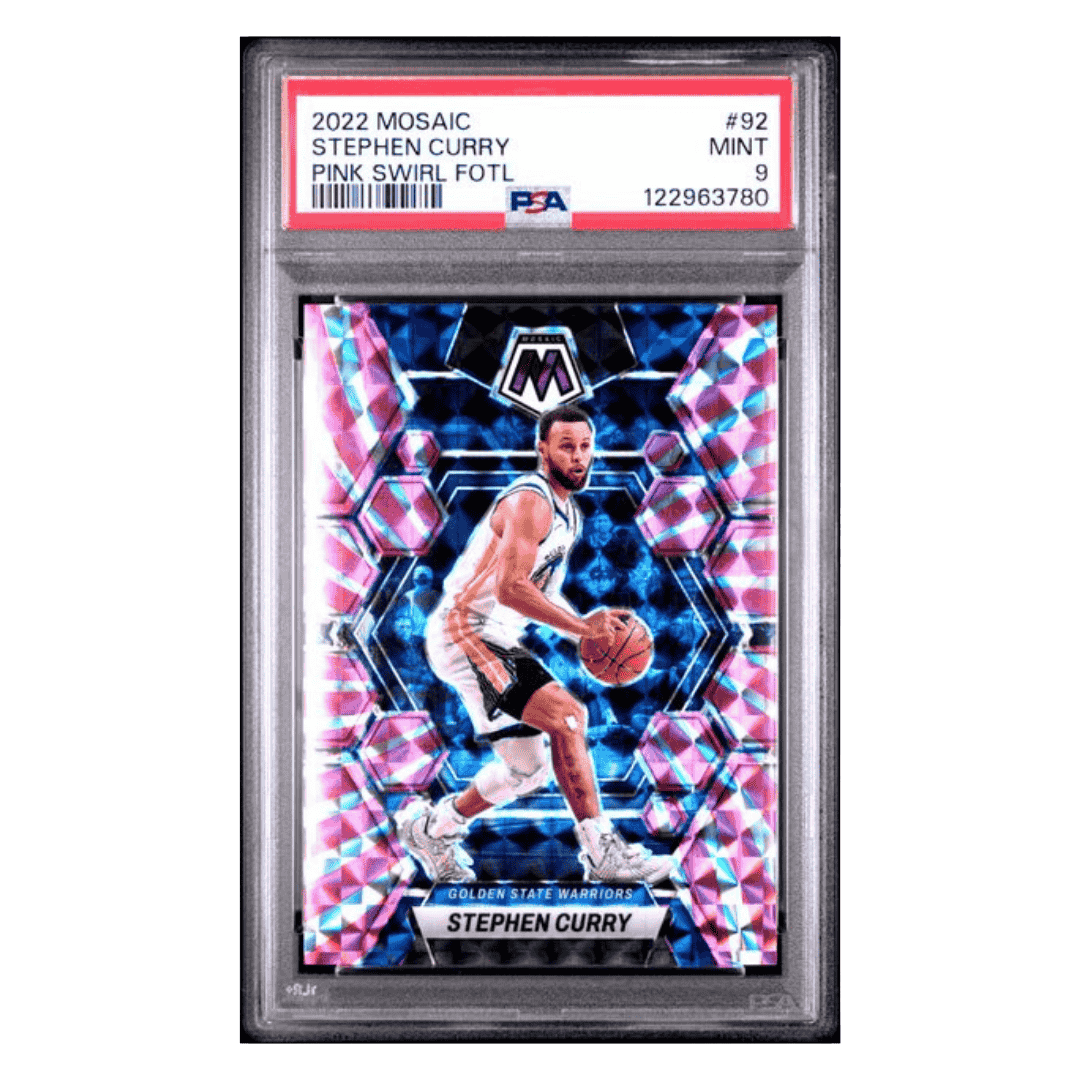 Steph Curry PSA 9 2022 Panini Mosaic Pink Swirl FOTL #d/ 20 Card #92