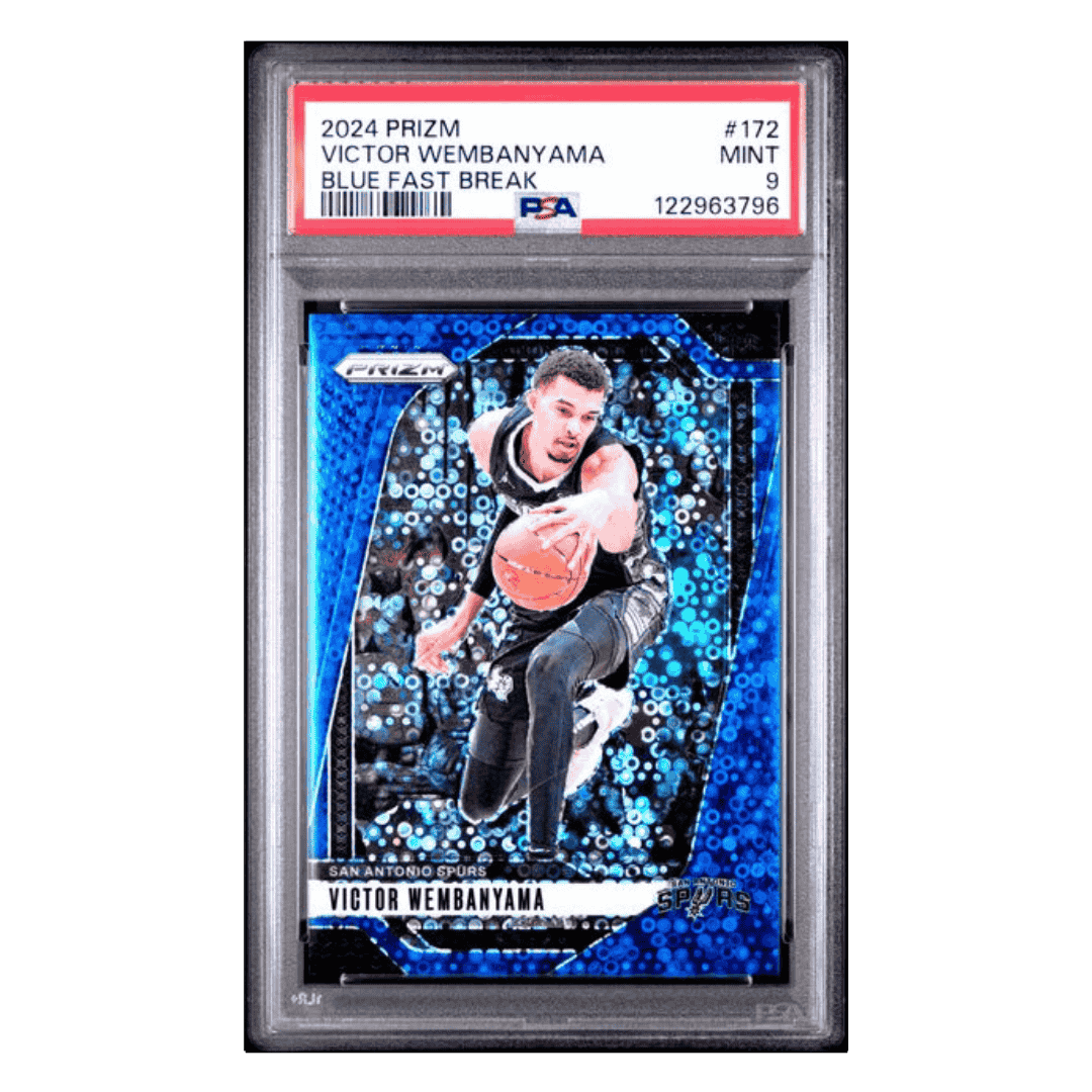 Victor Wembanyama PSA 9 2024 Panini Prizm Blue Fast Break #d/ 150 Card #172