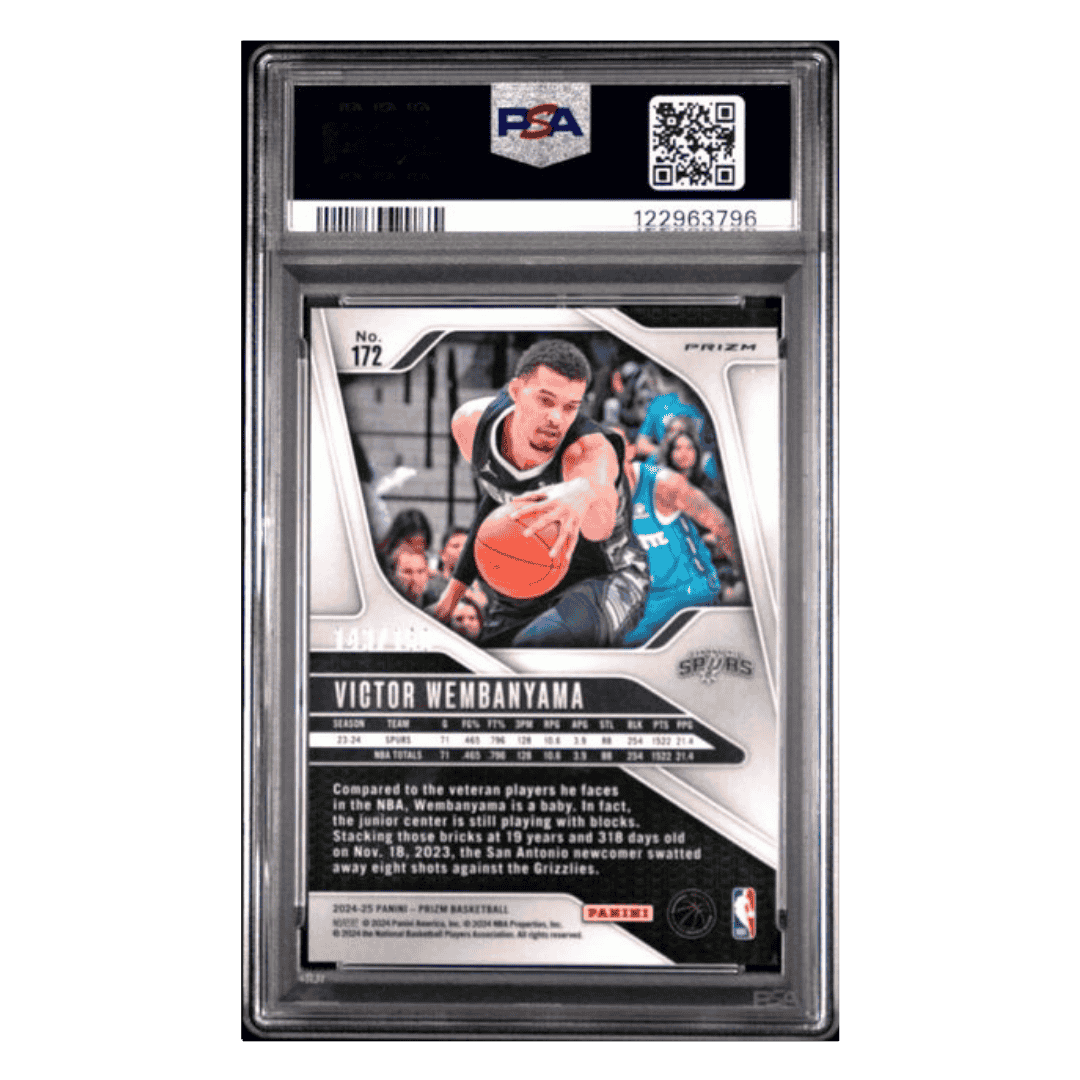 Victor Wembanyama PSA 9 2024 Panini Prizm Blue Fast Break #d/ 150 Card #172