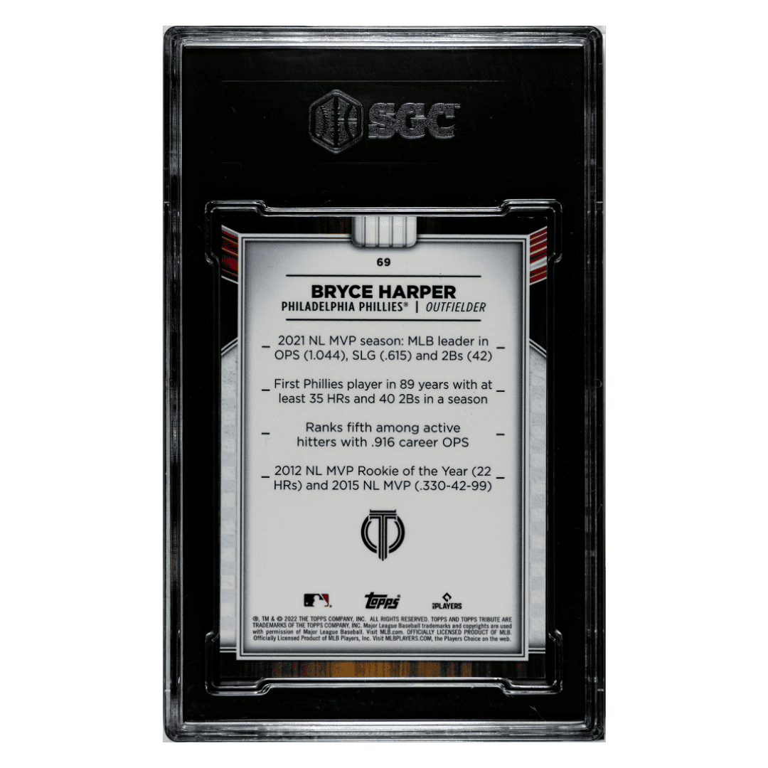 Bryce Harper SGC 9 2022 Topps Tribute Orange #d/ 25 Card #69