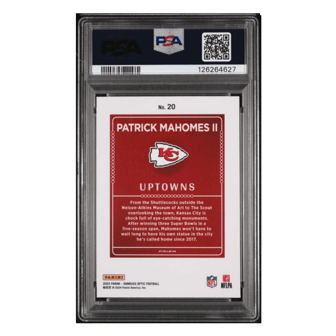 Patrick Mahomes PSA 9 2024 Panini Donruss Optic Uptown! Card #20
