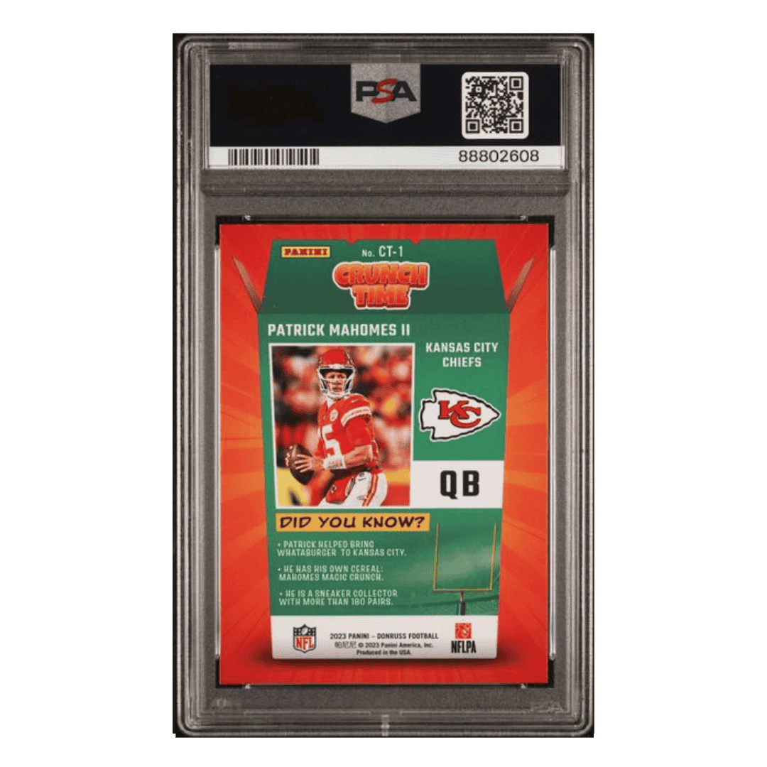 Patrick Mahomes PSA 9 2023 Panini Donruss Crunch Time Card #CT1