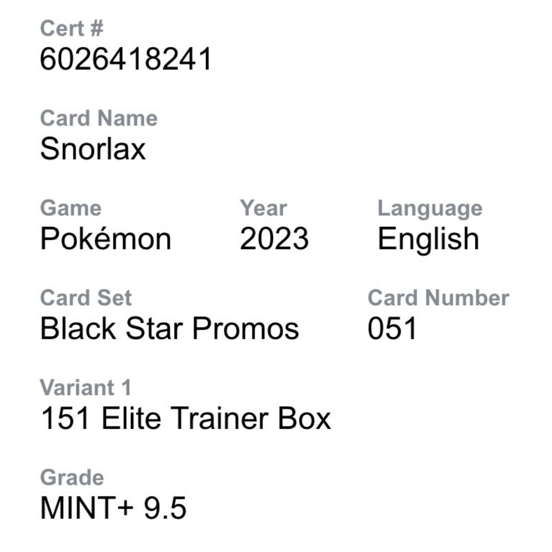 Snorlax CGC 9.5 2023 Pokemon Black Star Promos Card #051
