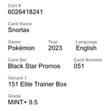 Snorlax CGC 9.5 2023 Pokemon Black Star Promos Card #051
