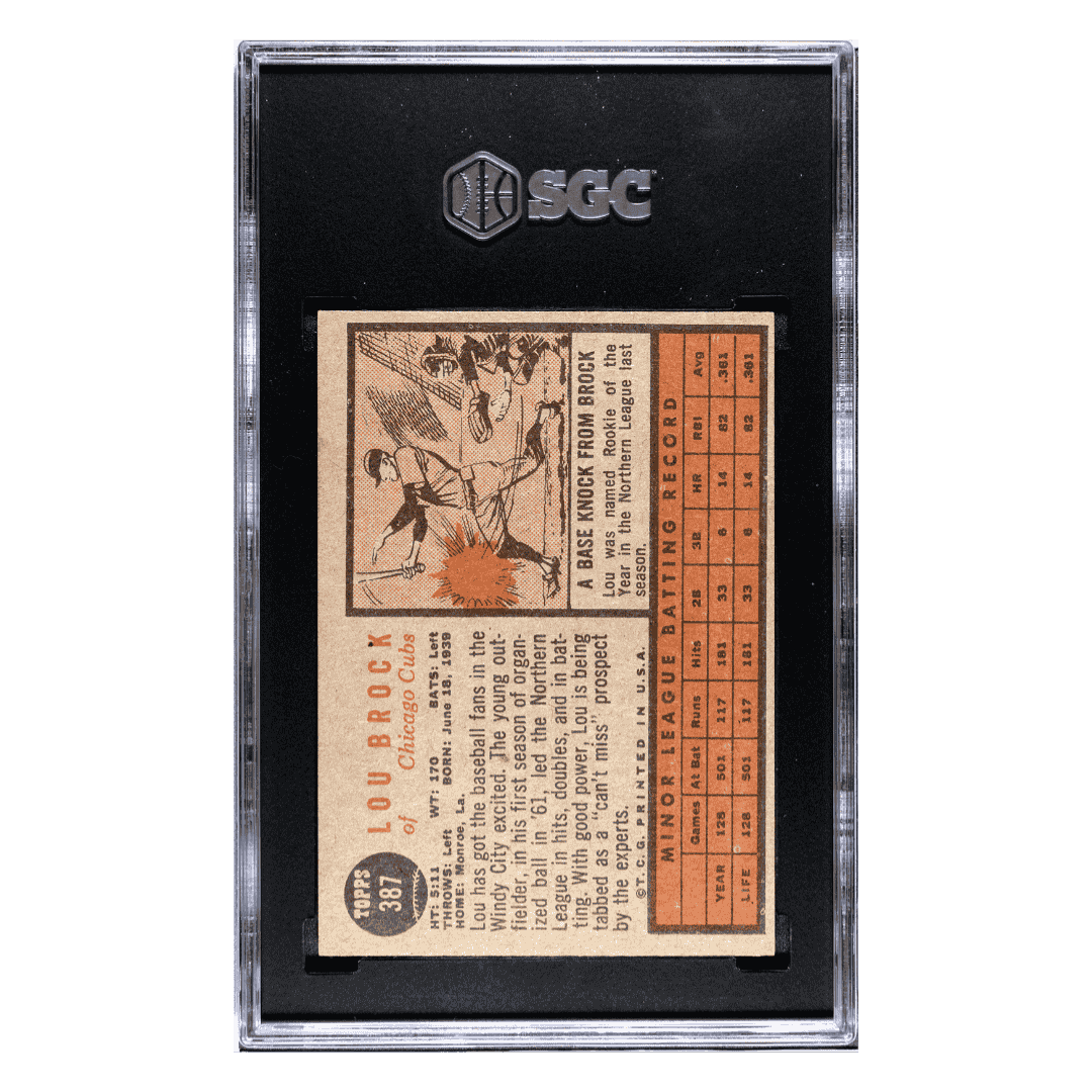 Lou Brock SGC 4.5 1962 Topps Rookie Card #387