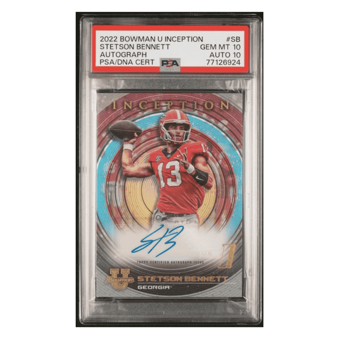 Stetson Bennett PSA 10 2022 Topps Bowman University Inception Autograph Card #SB