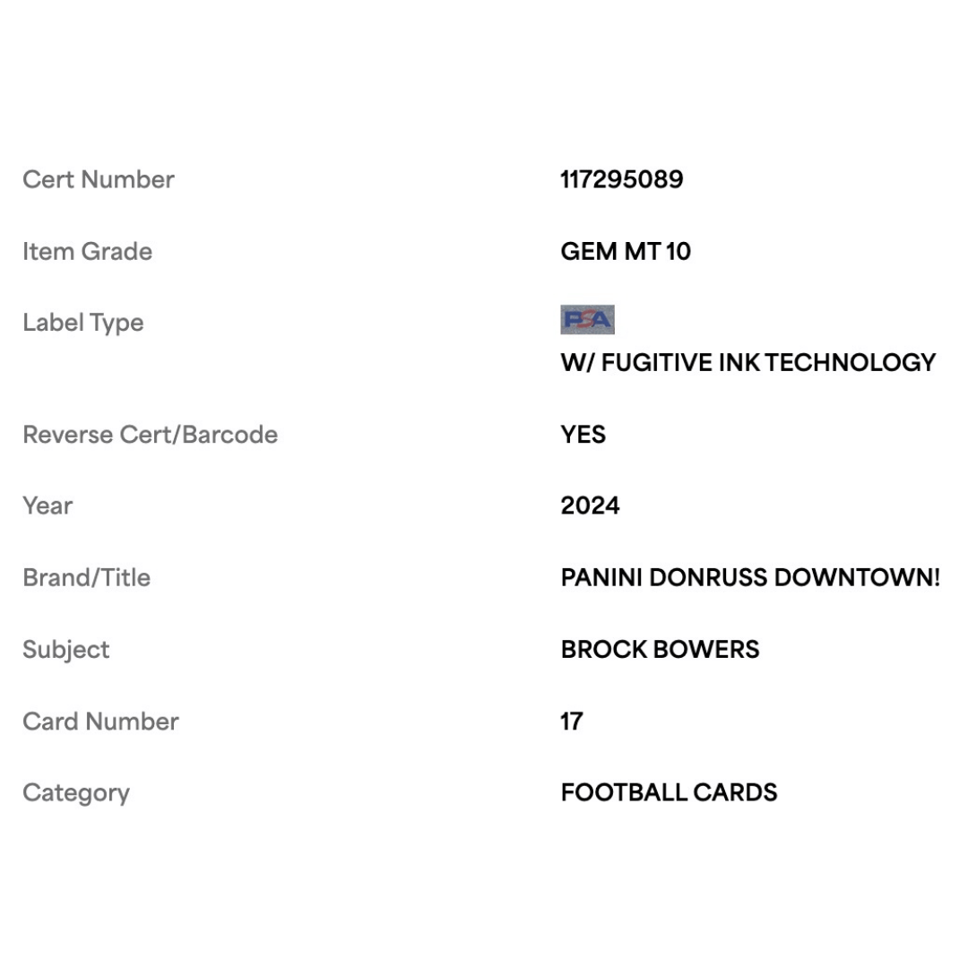 Brock Bowers PSA 10 2024 Panini Donruss Downtown! Rookie RC Card #17