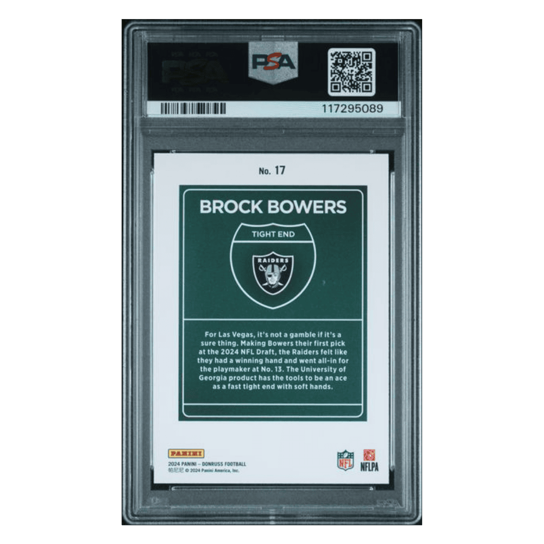 Brock Bowers PSA 10 2024 Panini Donruss Downtown! Rookie RC Card #17