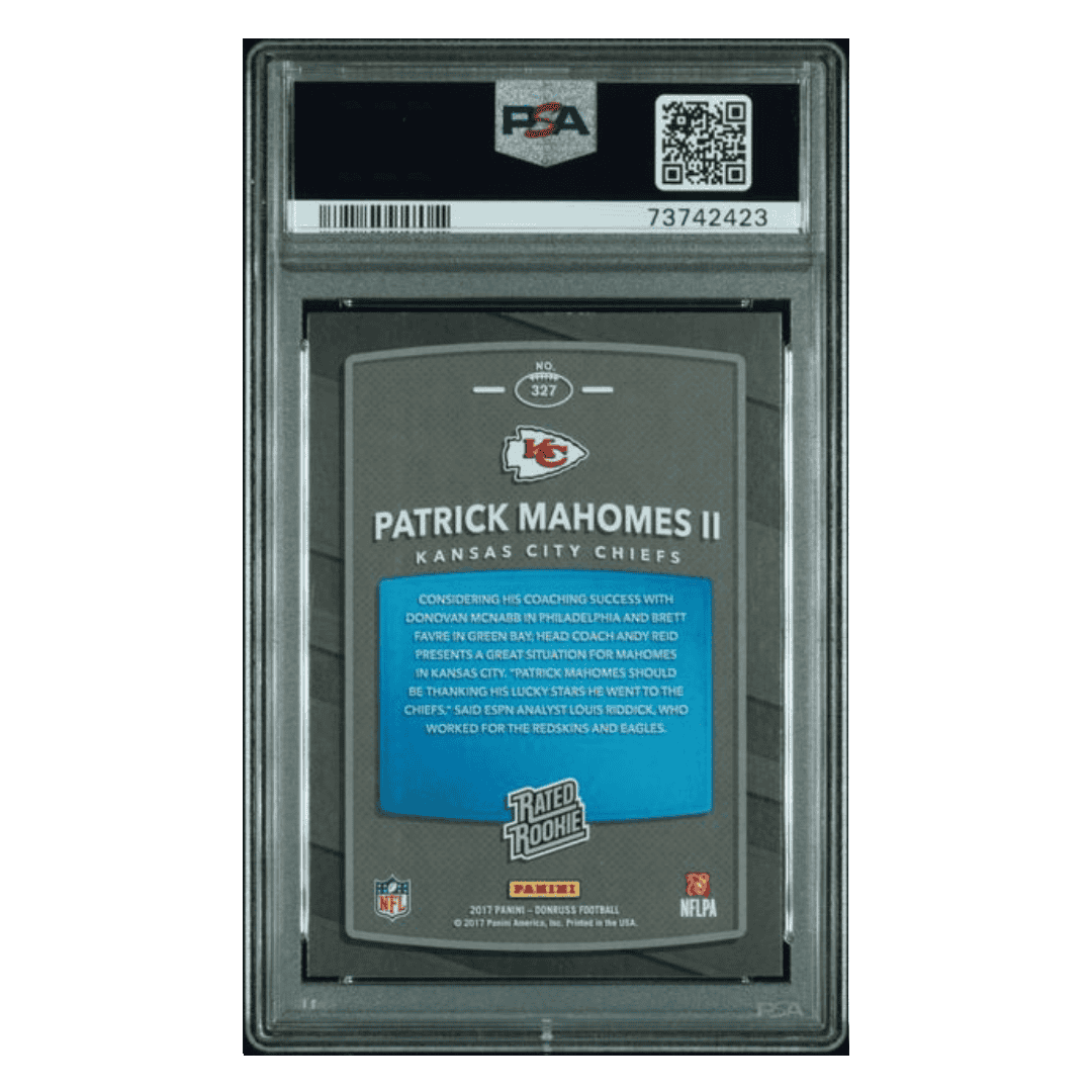 Patrick Mahomes PSA 9 2017 Panini Donruss Rated Rookie Card #327