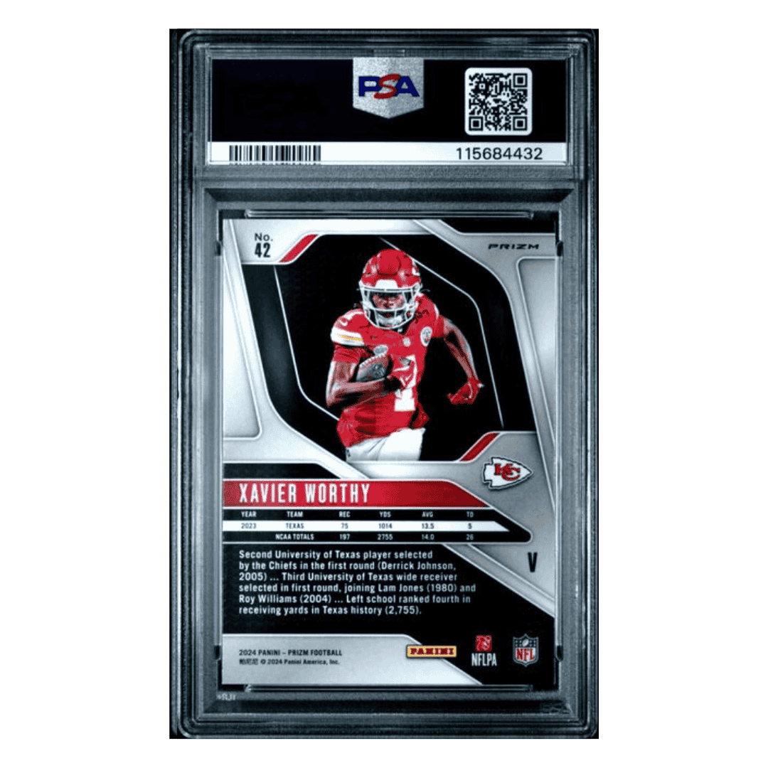 Xavier Worthy PSA 10 2024 Panini Prizm Rookie Variation Card #42