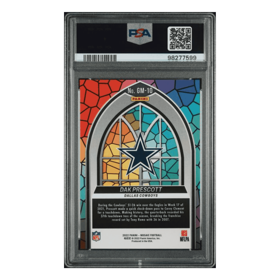 Dak Prescott PSA 10 2022 Panini Mosaic Glass Mosaic Card #GM10