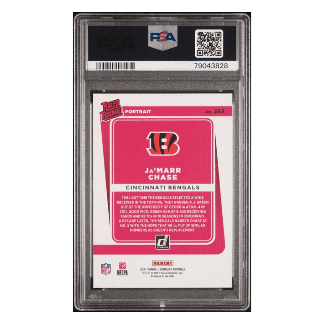 Ja'Marr Chase PSA 10 2021 Panini Donruss Portrait Rated Rookie Card #262