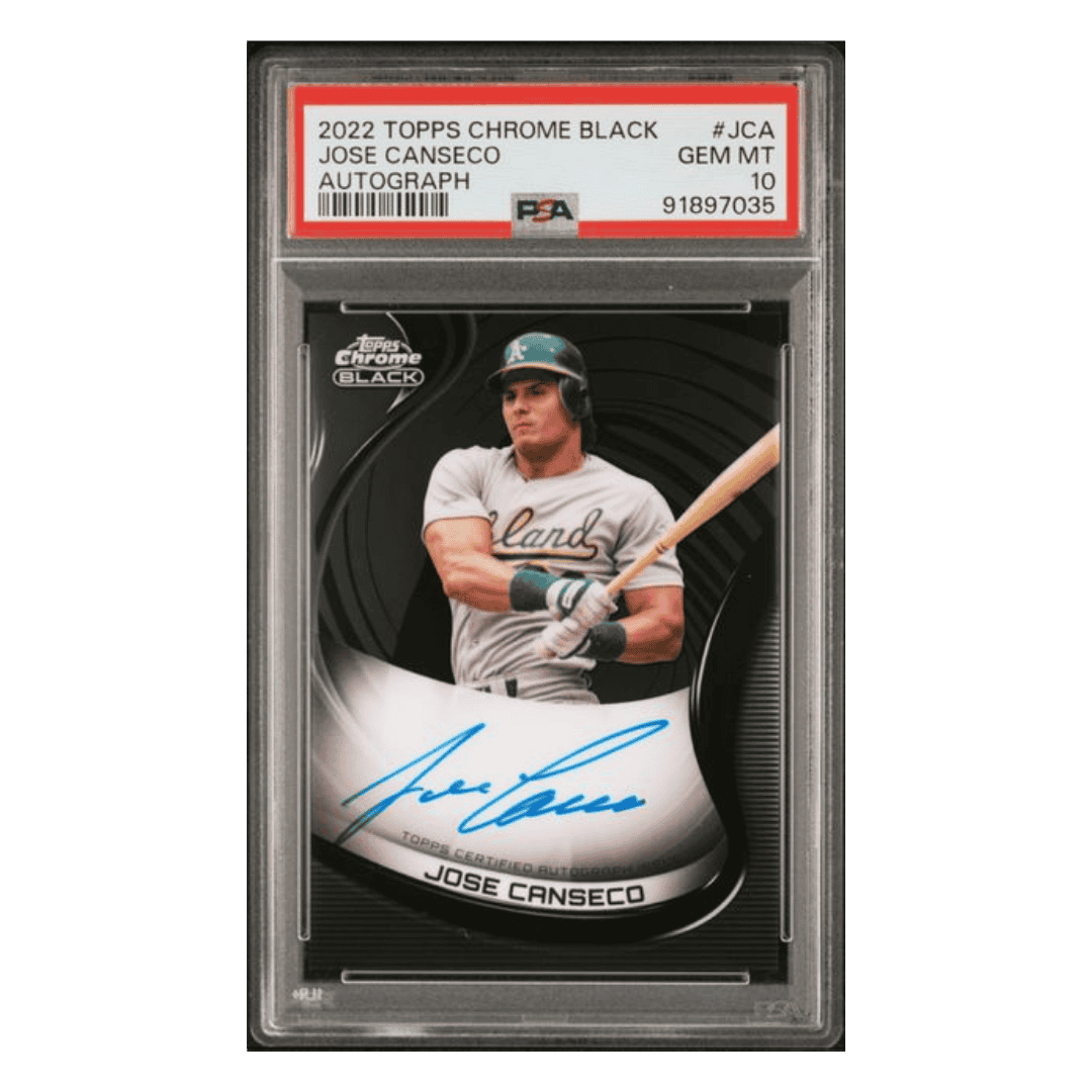 Jose Canseco PSA 10 2022 Topps Chrome Black Autograph Card #JCA