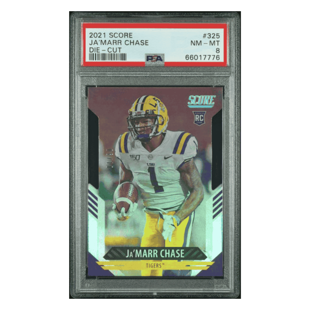 Ja'Marr Chase PSA 8 2021 Panini Score Die Cut Rookie RC #d/ 10 Card #325