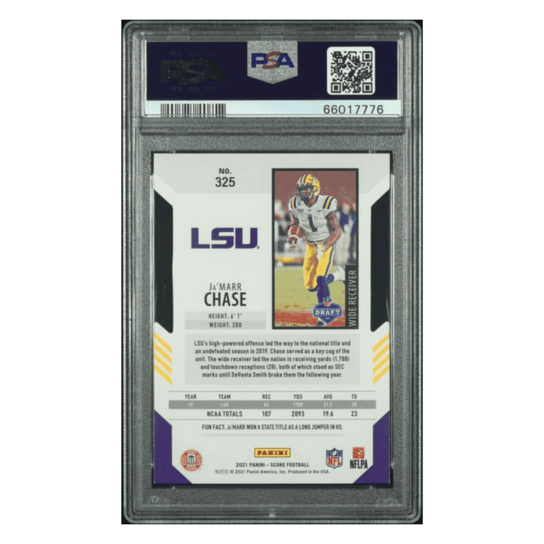 Ja'Marr Chase PSA 8 2021 Panini Score Die Cut Rookie RC #d/ 10 Card #325