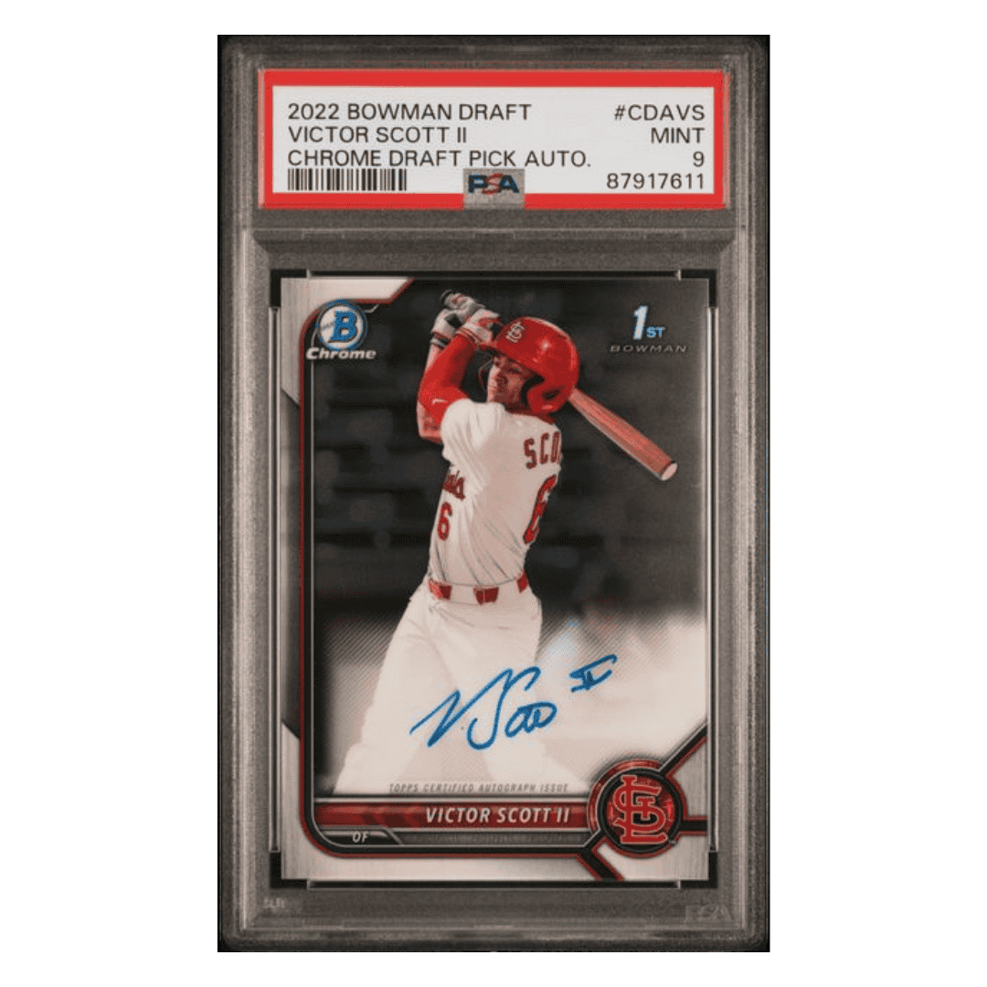 Victor Scott II PSA 9 2022 Topps Bowman Draft Chrome Draft Pick Autograph Card #CDAVS