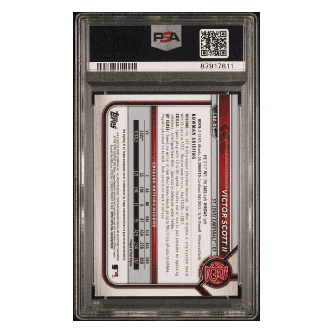 Victor Scott II PSA 9 2022 Topps Bowman Draft Chrome Draft Pick Autograph Card #CDAVS