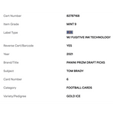 Tom Brady PSA 9 2021 Panini Prizm Draft Picks Gold Ice Card #6