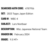 Lars Nootbaar SGC 9.5 2023 Topps Japan Edition WBC Japanese National Team Card #WBC-4