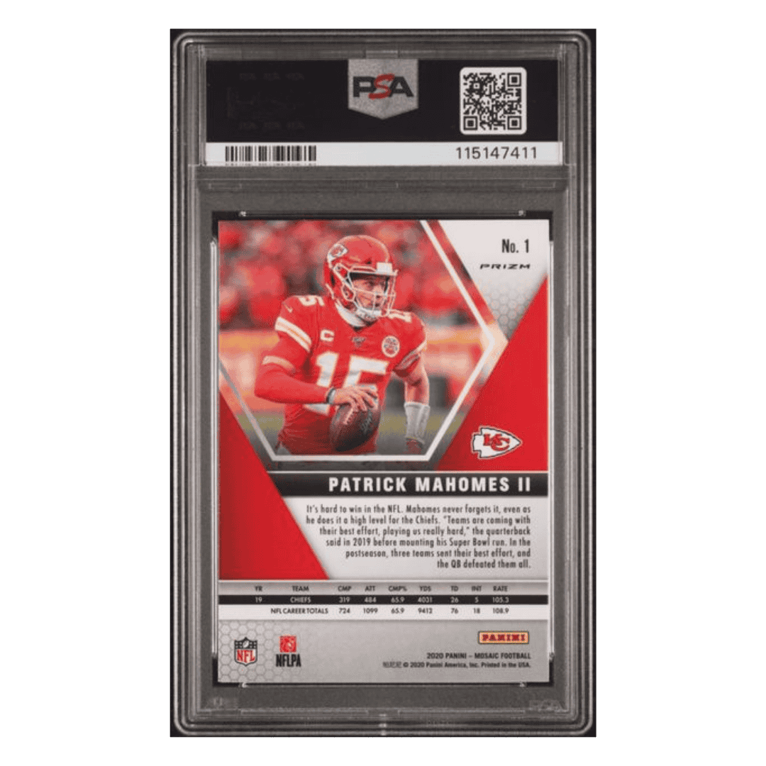 Patrick Mahomes PSA 9 2020 Panini Mosaic Genesis Case Hit Card #1