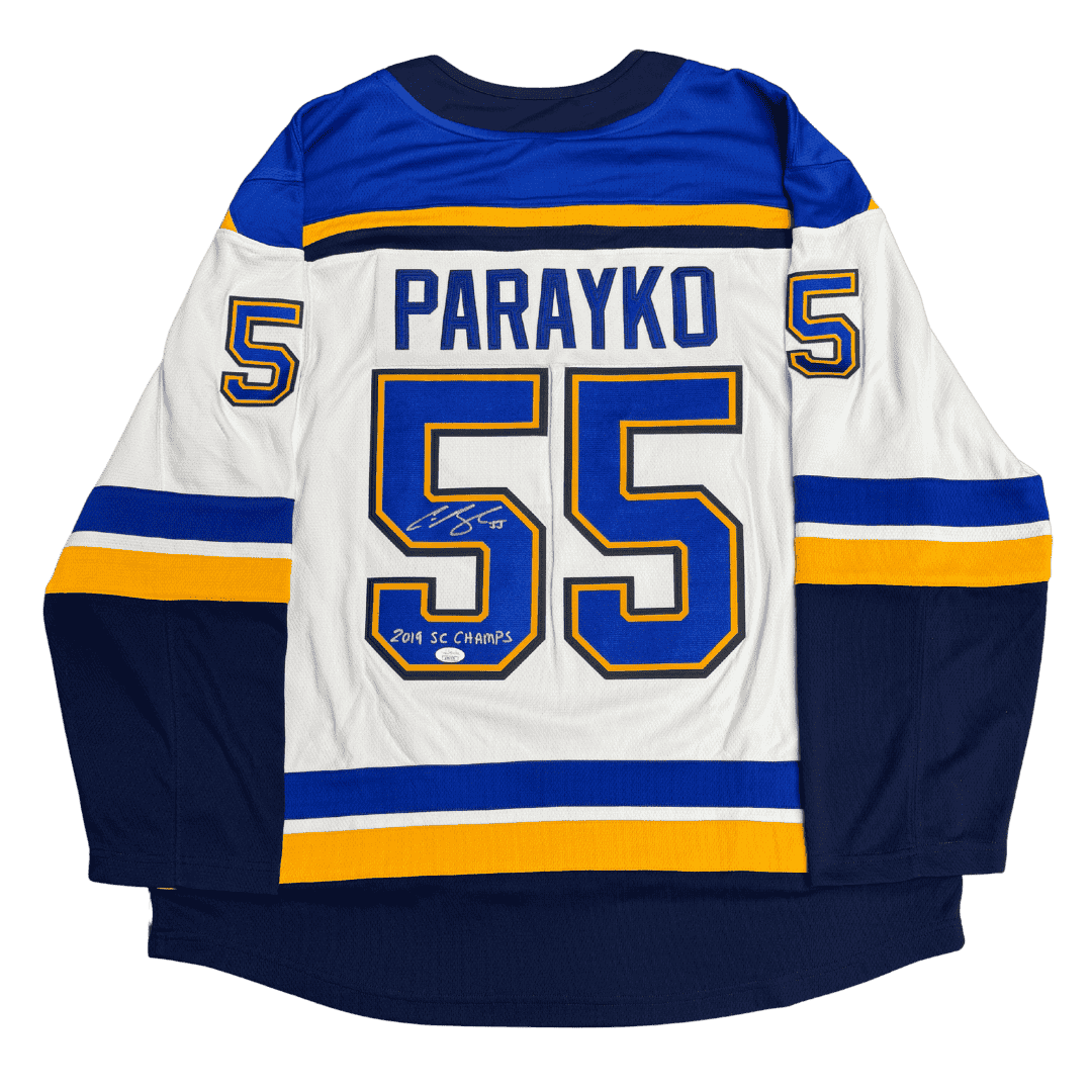 Colton Parayko St Louis Blues Autographed Adidas Away Jersey with Inscription - JSA COA