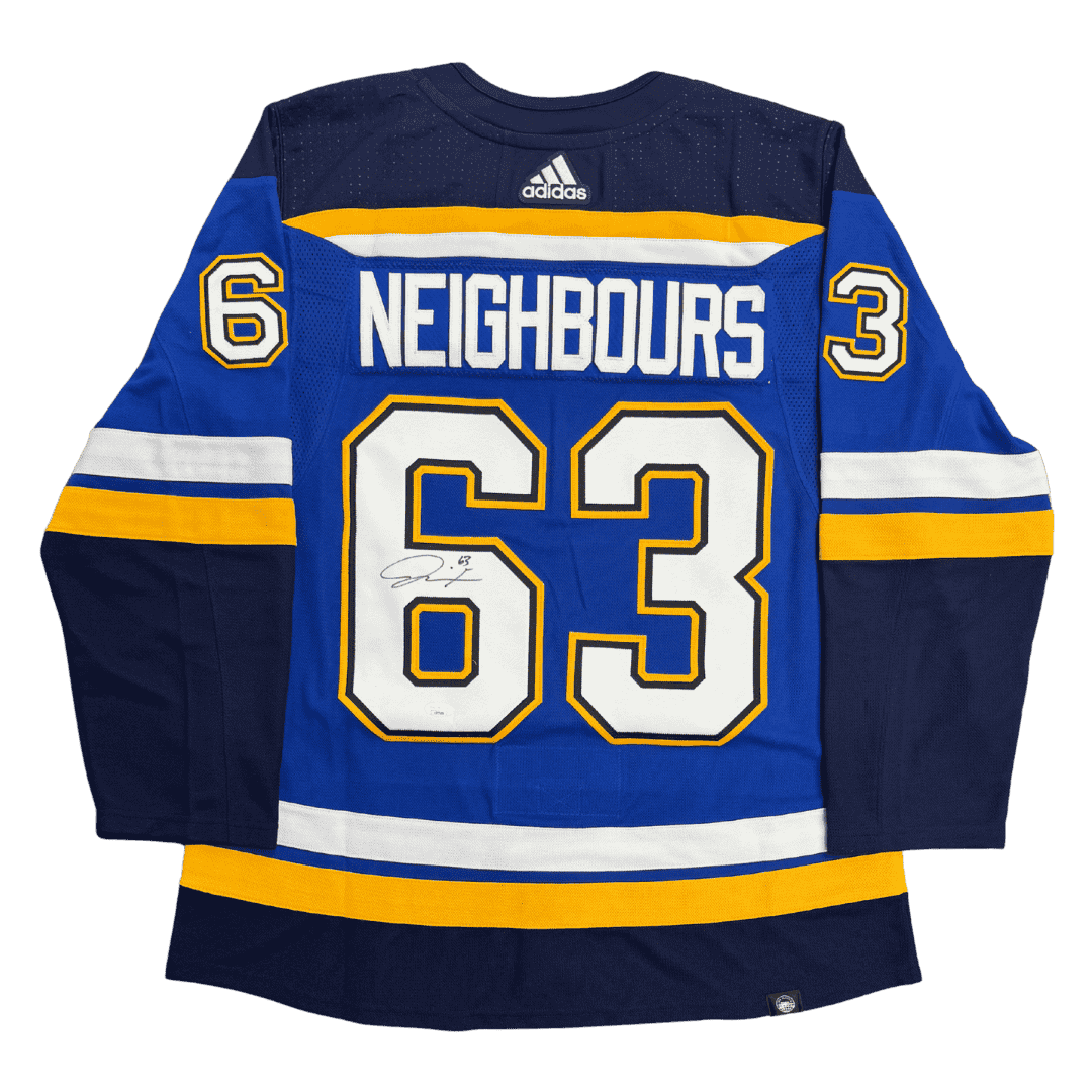 Jake Neighbours St Louis Blues Autographed Adidas Home Jersey - JSA COA