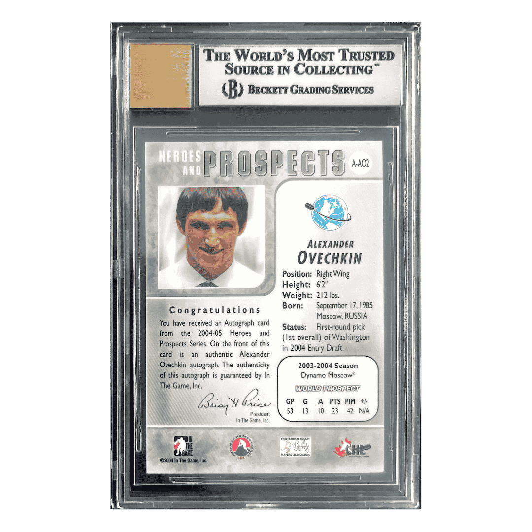 Alexander Ovechkin BGS 9 2004-05 In The Game Heroes & Prospects Autographs Card #AO2