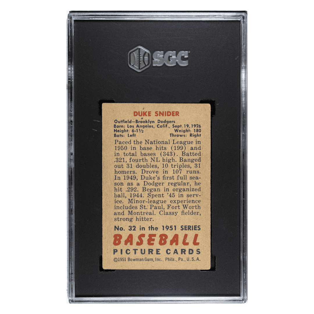 Duke Snider SGC 2.5 1951 Bowman Card #32