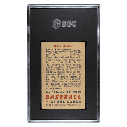 Duke Snider SGC 2.5 1951 Bowman Card #32
