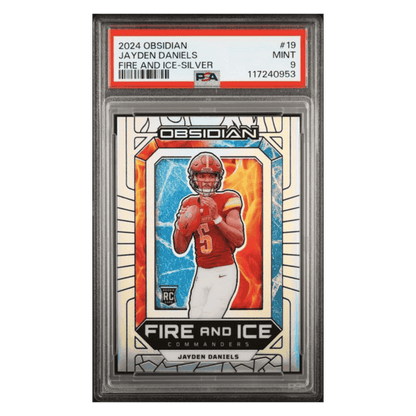 Jayden Daniels PSA 9 2024 Panini Obsidian Fire & Ice Silver #d/ 99 Card #19