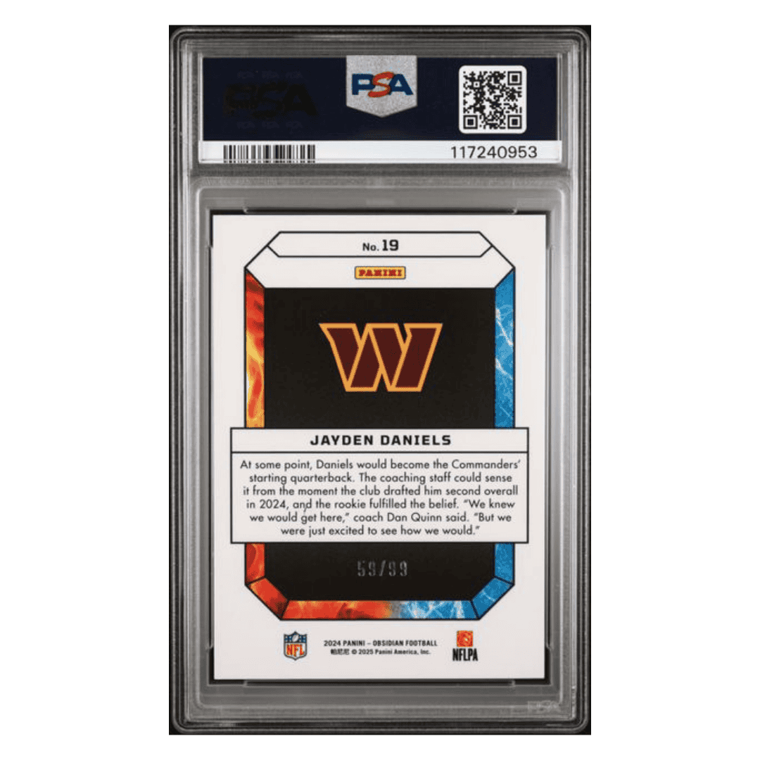 Jayden Daniels PSA 9 2024 Panini Obsidian Fire & Ice Silver #d/ 99 Card #19