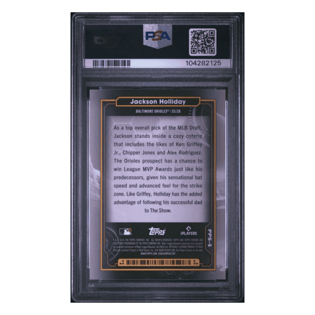 Jackson Holliday PSA 10 2024 Topps Chrome Cosmic Planetary Pursuit - The Sun Rookie RC Card #5