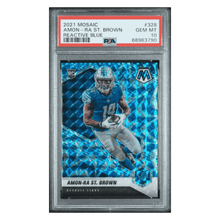 Amon-Ra St Brown PSA 10 2021 Panini Mosaic Reactive Blue Rookie RC Card #328
