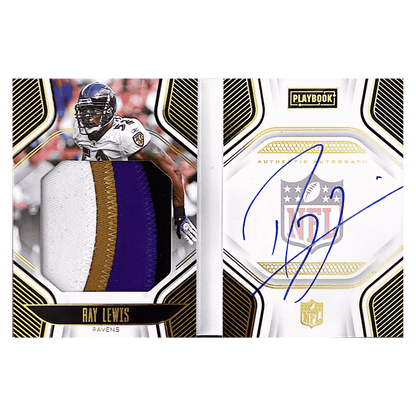 Ray Lewis 2022 Panini Playbook Patch Autographed Booklet #d/ 49 Card #PJA-RL