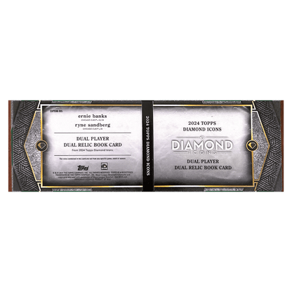 Ernie Banks & Ryne Sandberg 2024 Topps Diamond Icons Dual Player Dual Relic Booklet #d/ 10 Card #DPDR-BS