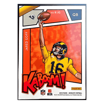 Jared Goff 2019 Panini Absolute Kaboom! Card #KJG