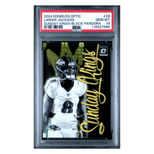 Lamar Jackson PSA 10 2024 Panini Donruss Optic Sunday Kings Black Pandora #d/ 25 Card #28
