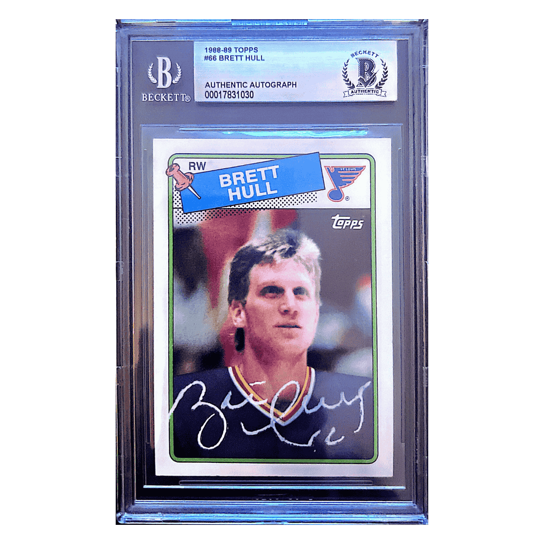 Brett Hull 1988-89 Topps Autographed Card #66
