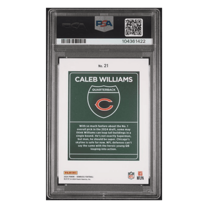 Caleb Williams PSA 10 2024 Panini Donruss Downtown! Rookie RC Card #21