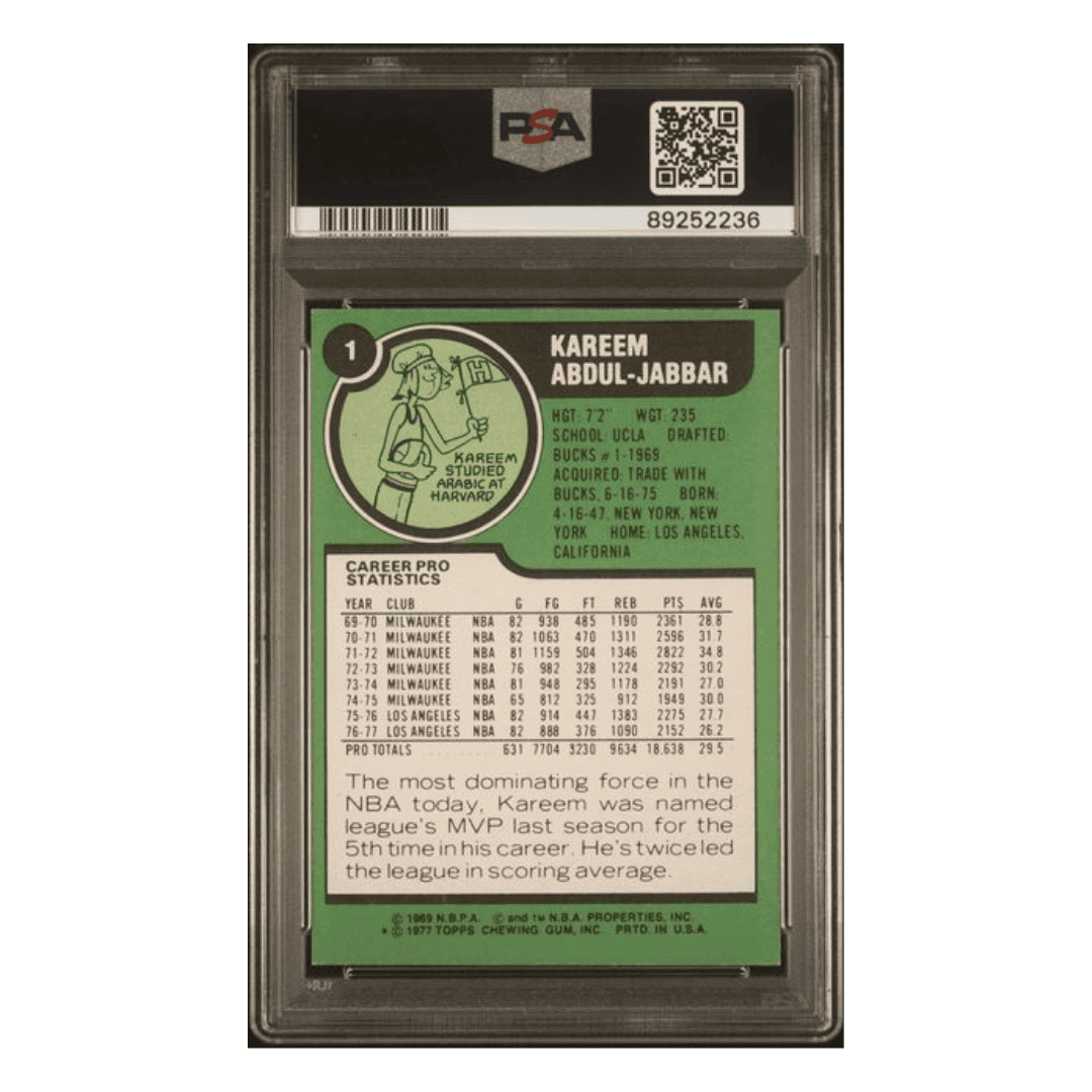 Kareem Abdul-Jabbar PSA 6 1977 Topps Card #1