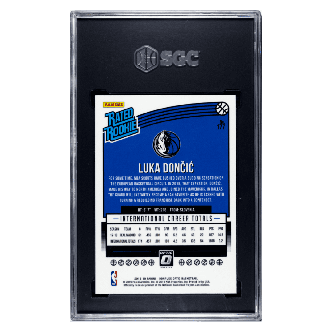 Luka Doncic SGC 9 2018-19 Panini Donruss Optic Rated Rookie Card #177