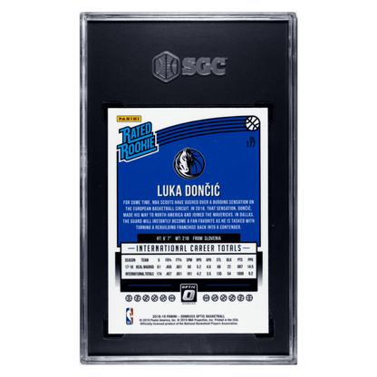 Luka Doncic SGC 9 2018-19 Panini Donruss Optic Rated Rookie Card #177