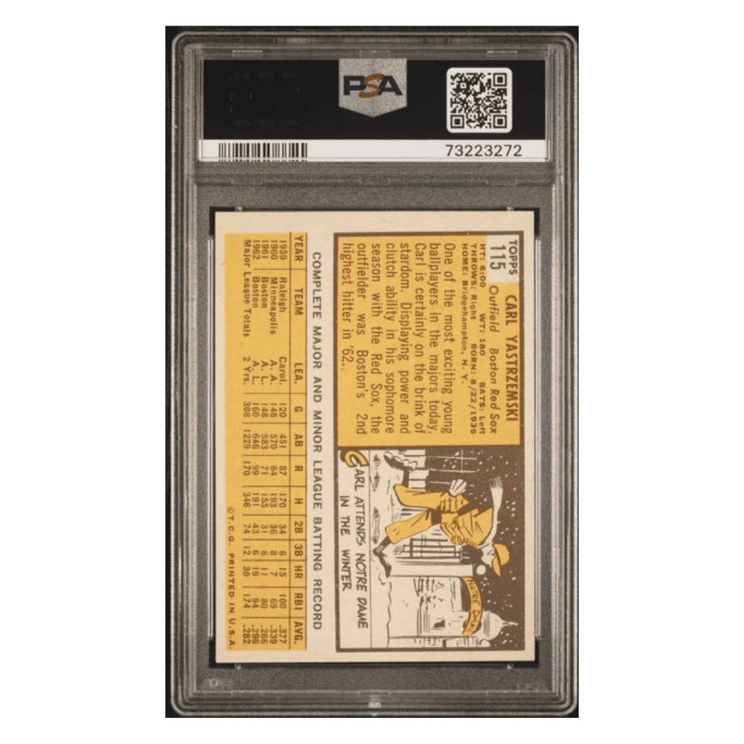 Carl Yastrzemski PSA 5 1963 Topps Card #115