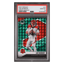 Joe Burrow PSA 10 2021 Panini Mosaic Green Mosaic Card #47