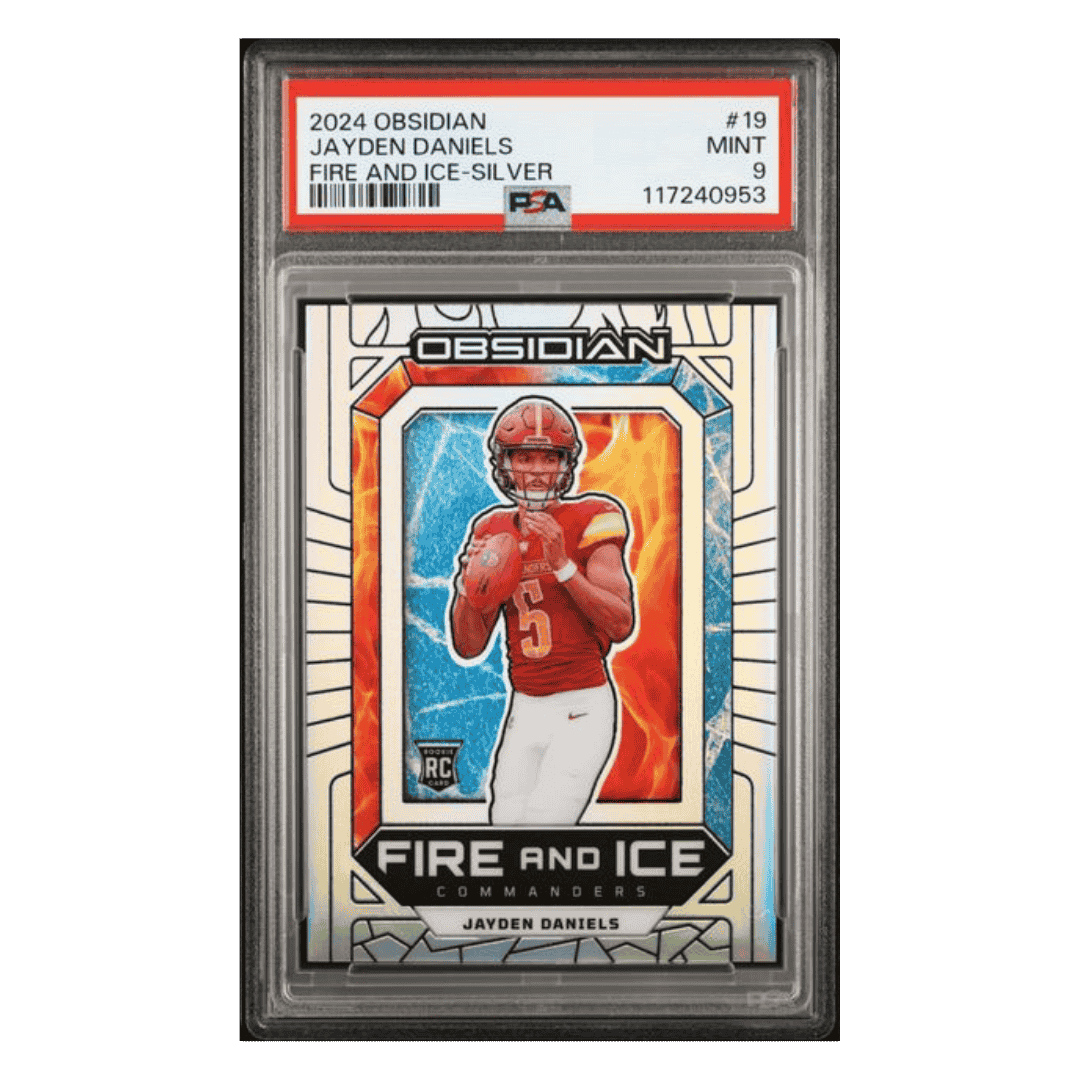 Jayden Daniels PSA 9 2024 Panini Obsidian Fire and Ice Silver Rookie RC Card #19