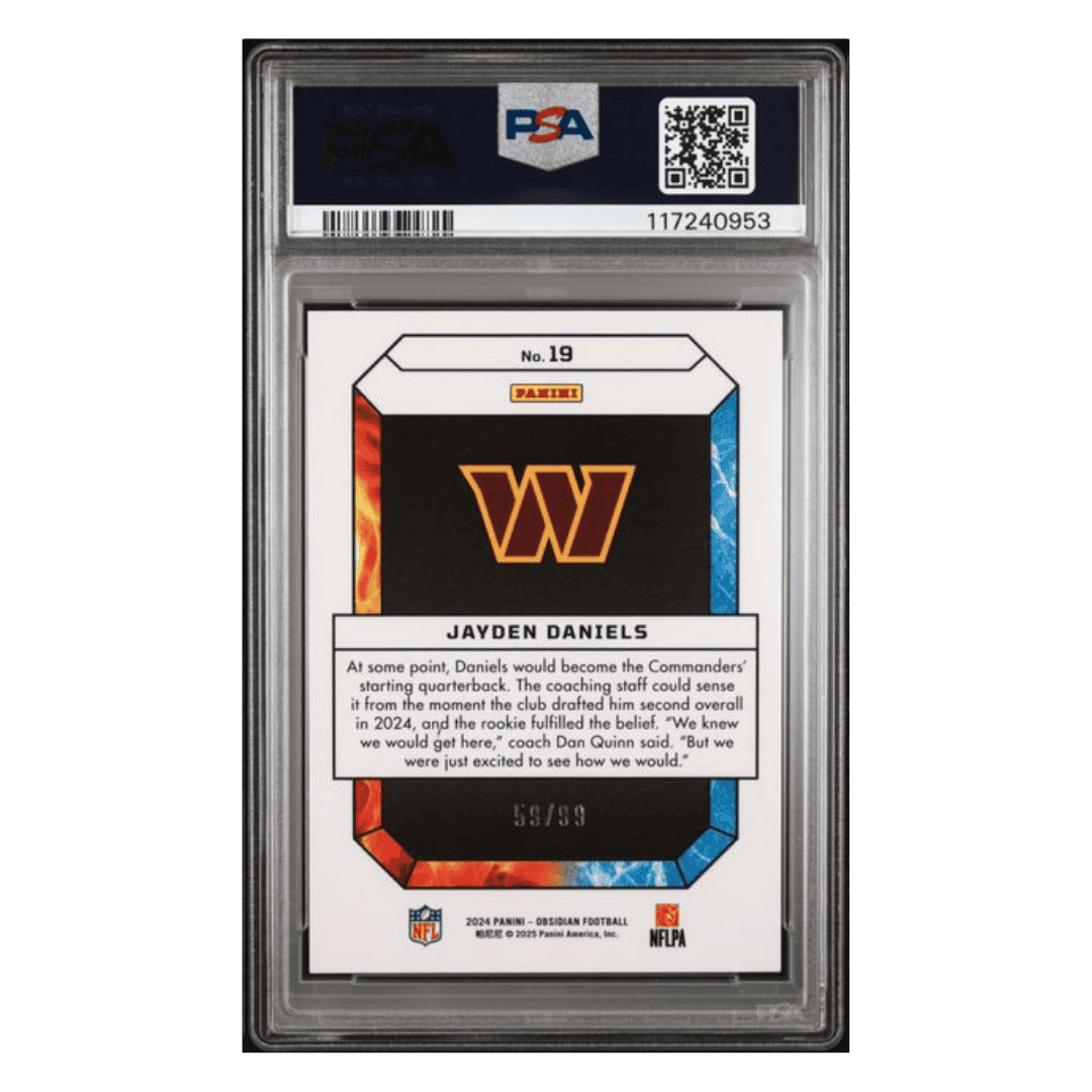 Jayden Daniels PSA 9 2024 Panini Obsidian Fire and Ice Silver Rookie RC Card #19