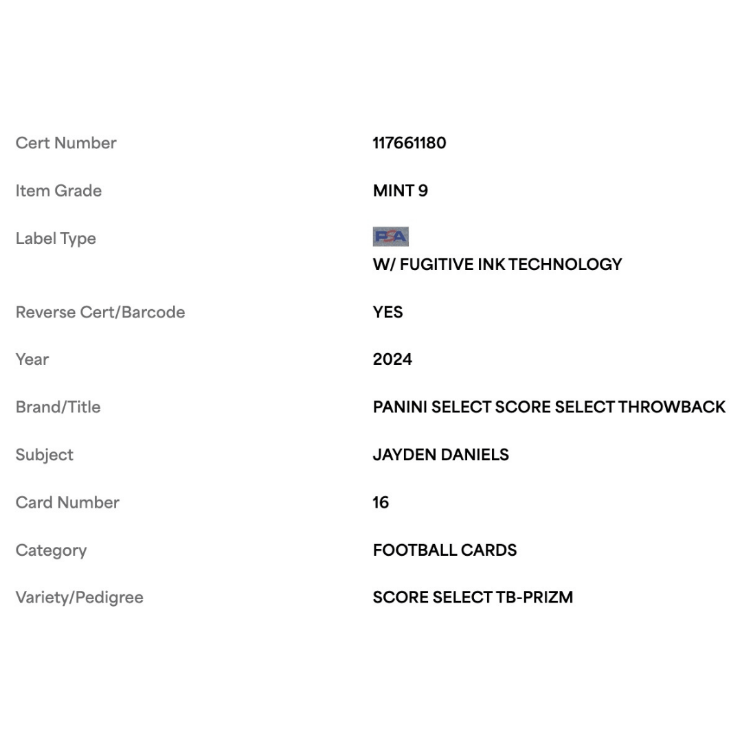 Jayden Daniels PSA 9 2024 Panini Select Score Select Throwback Prizm Rookie RC Card #16