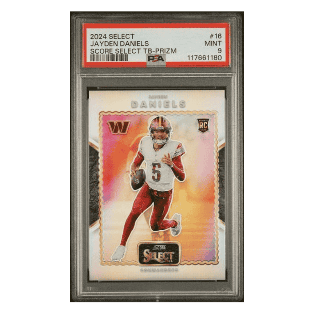 Jayden Daniels PSA 9 2024 Panini Select Score Select Throwback Prizm Rookie RC Card #16