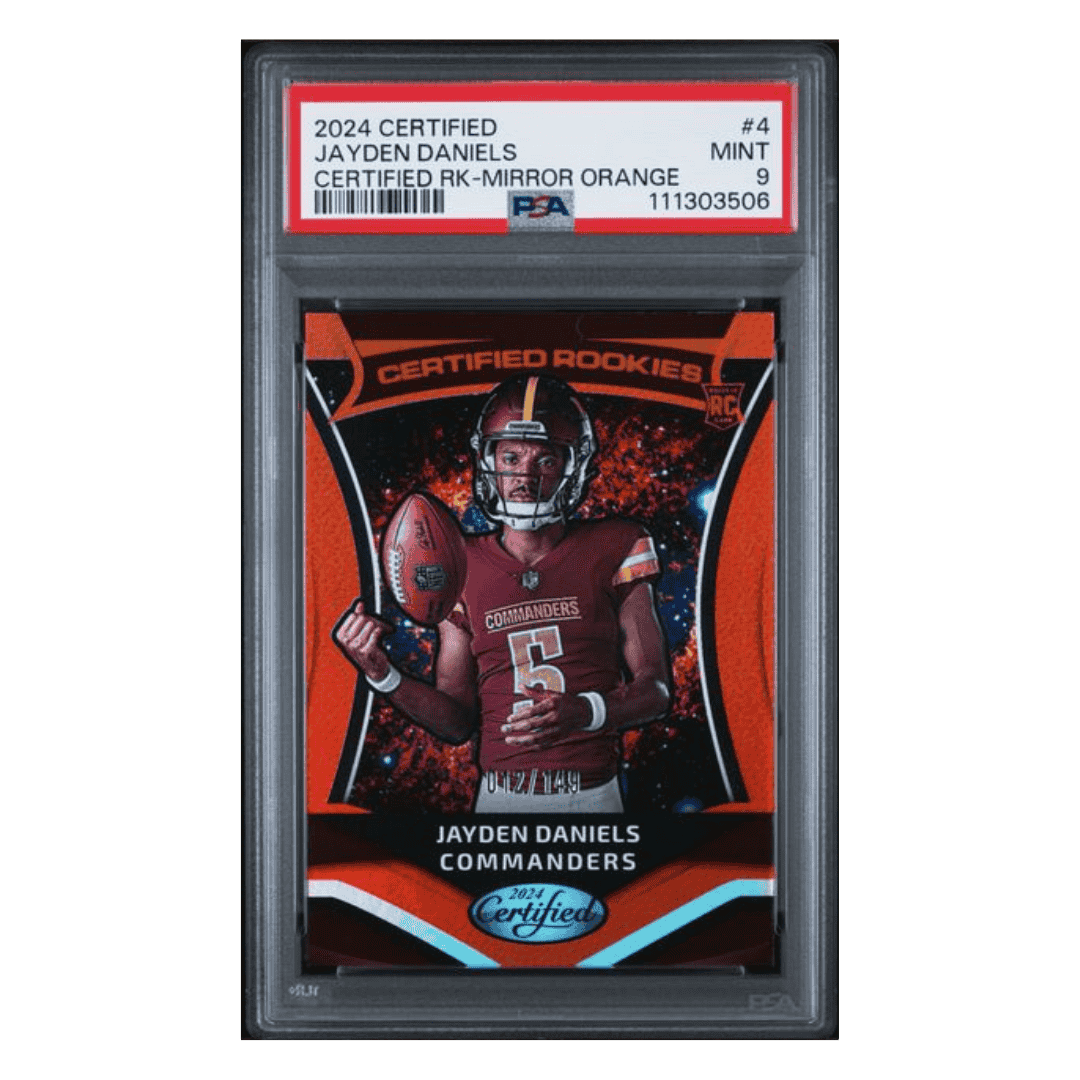 Jayden Daniels PSA 9 2024 Panini Certified Rookies Mirror Orange #d/ 149 Card #4